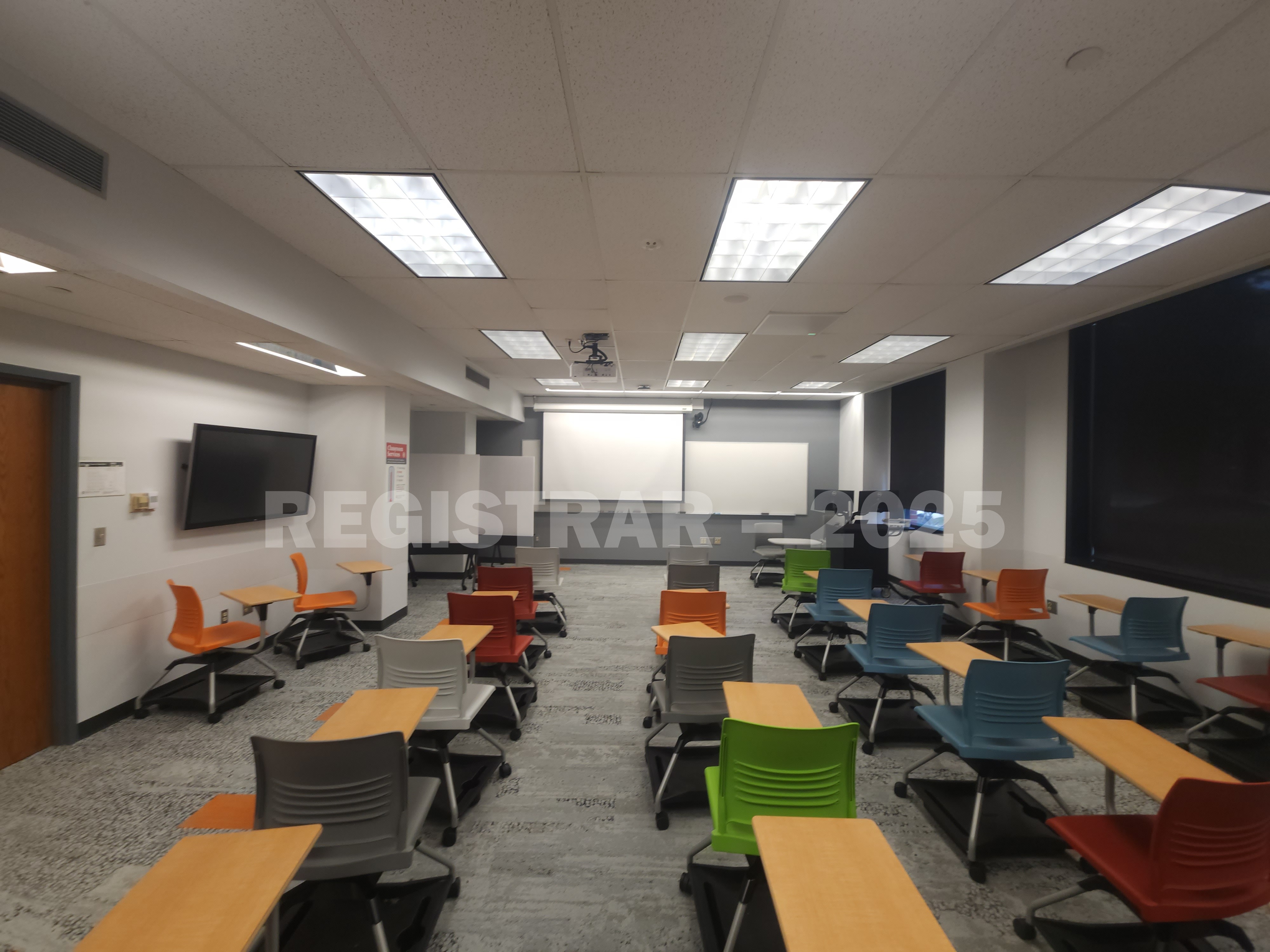 McPherson Chemical Lab room 1021 ultra wide view from the back of the room screen down