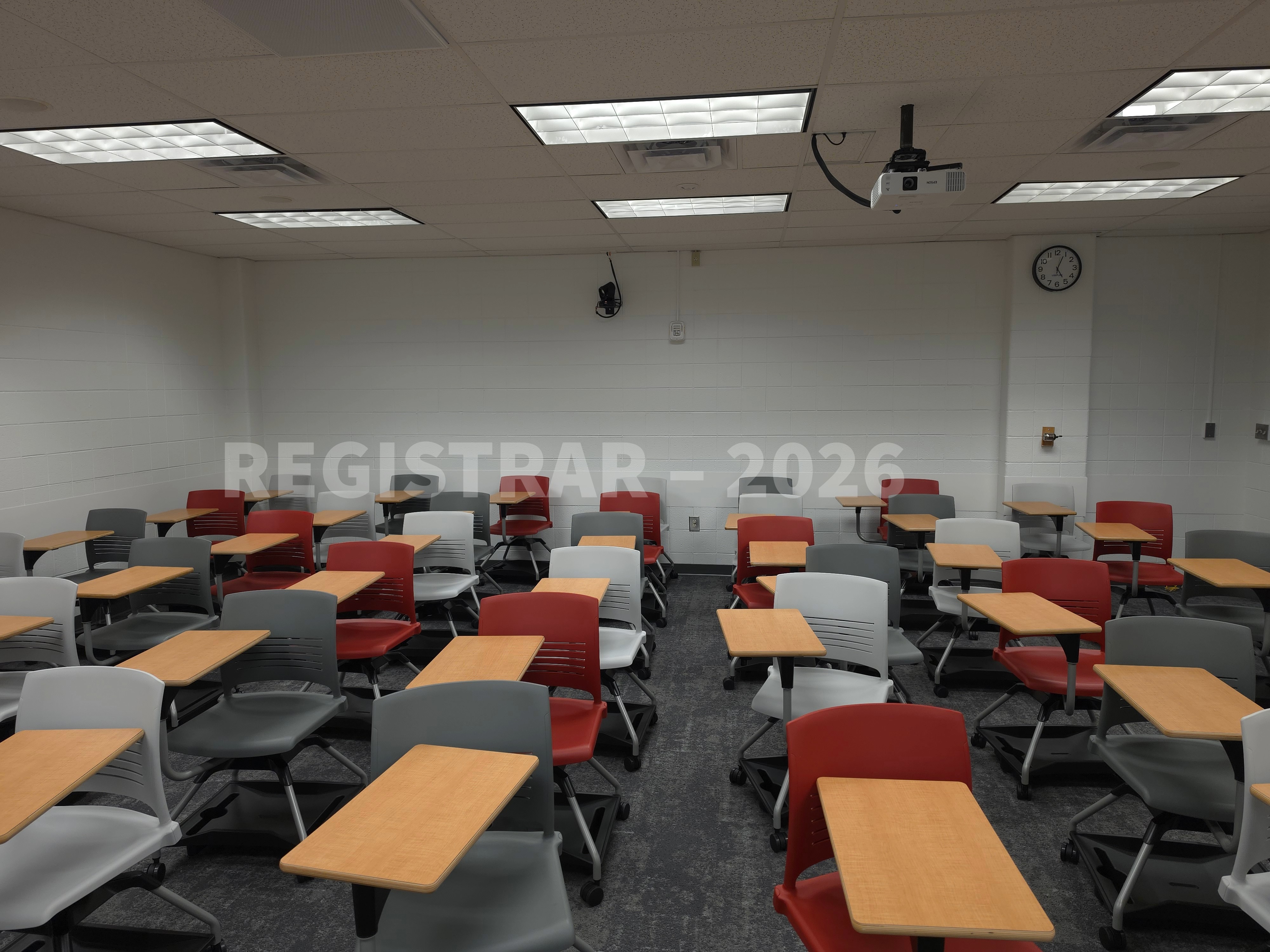 University Hall room 38 view from the front of the room