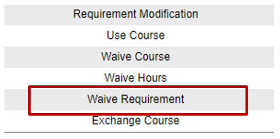 list of exception options