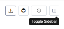 Four buttons are shown, the button the far right is noted with a popup note that says "Toggle Sidebar"
