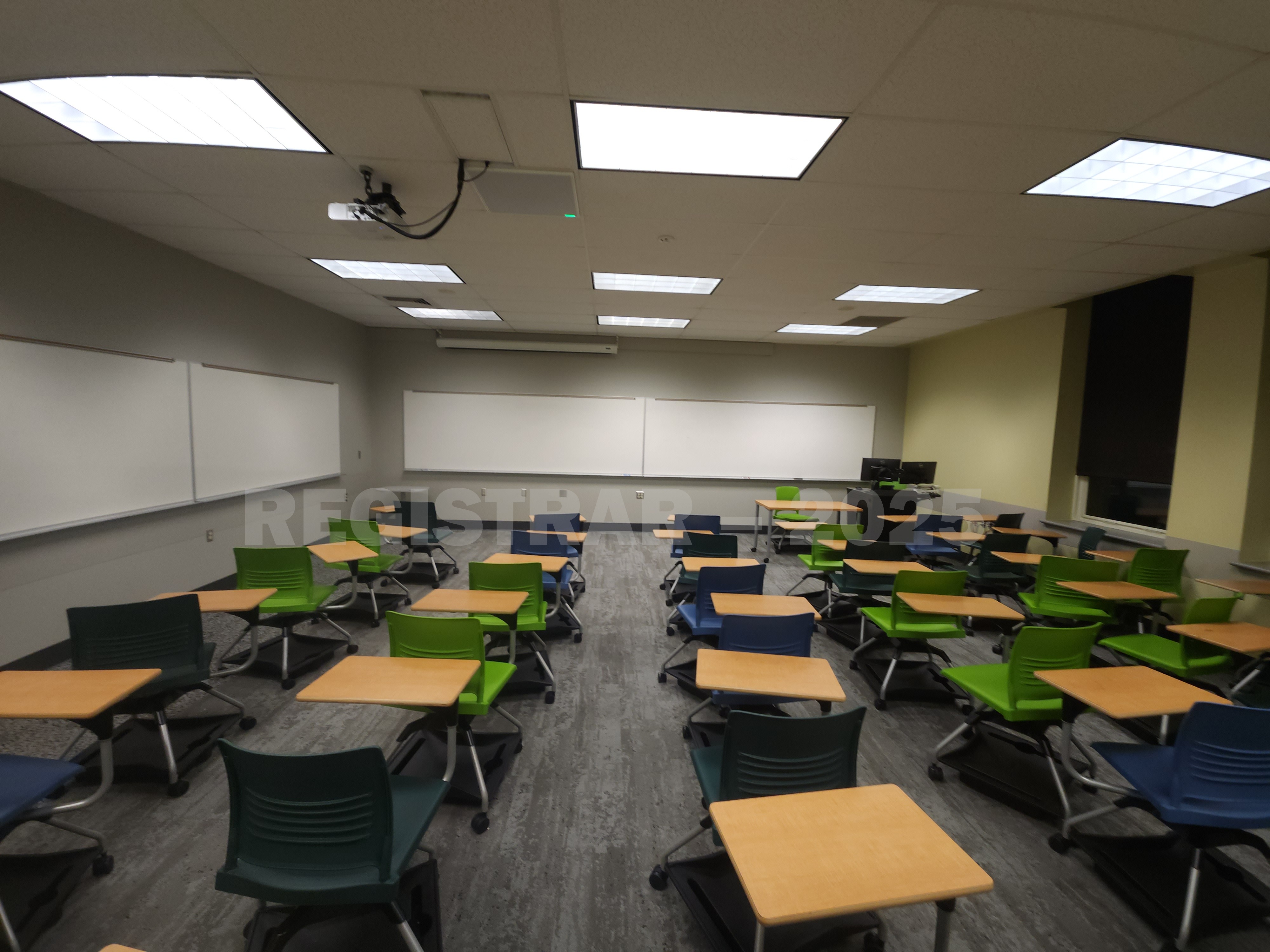 Mendenhall Laboratory room 173 ultra wide angle view from the back of the room
