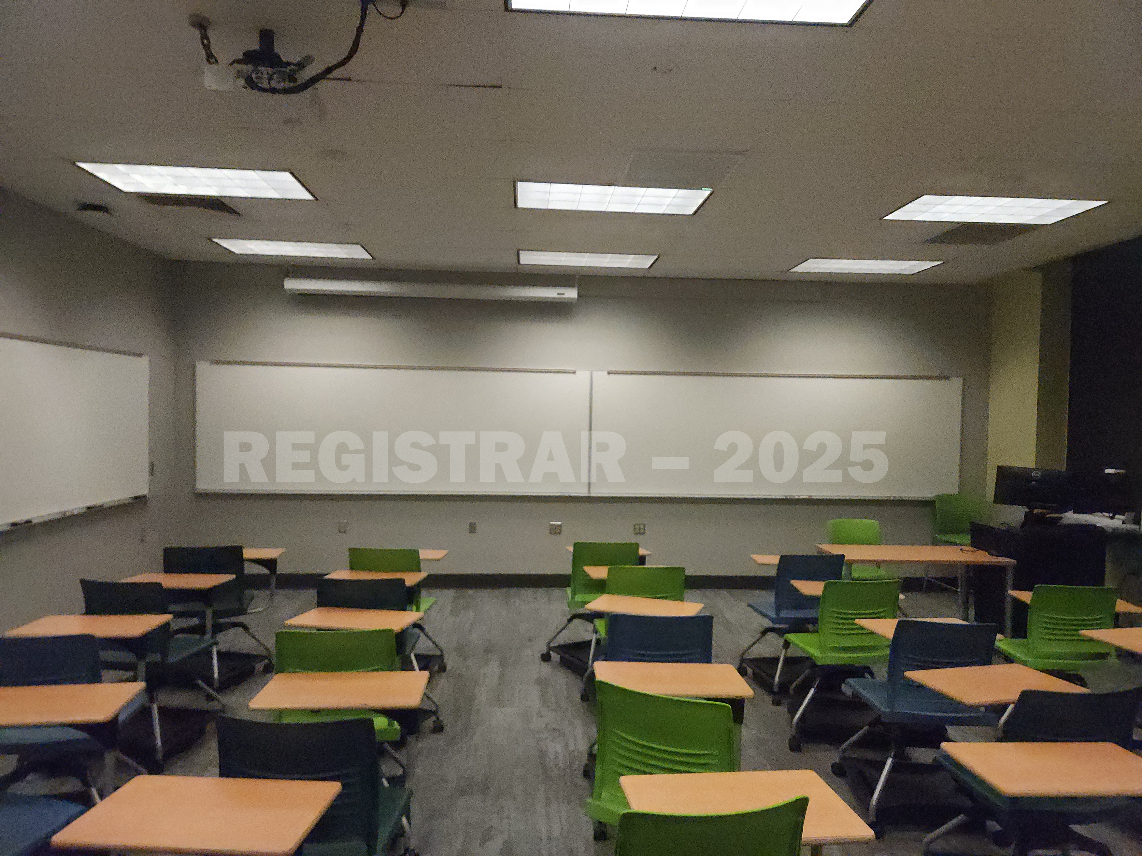 Mendenhall Laboratory room 129 view from the back of the room