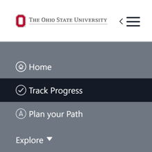 Buckeye Degree Planner navigation menu highlighting track progress menu option
