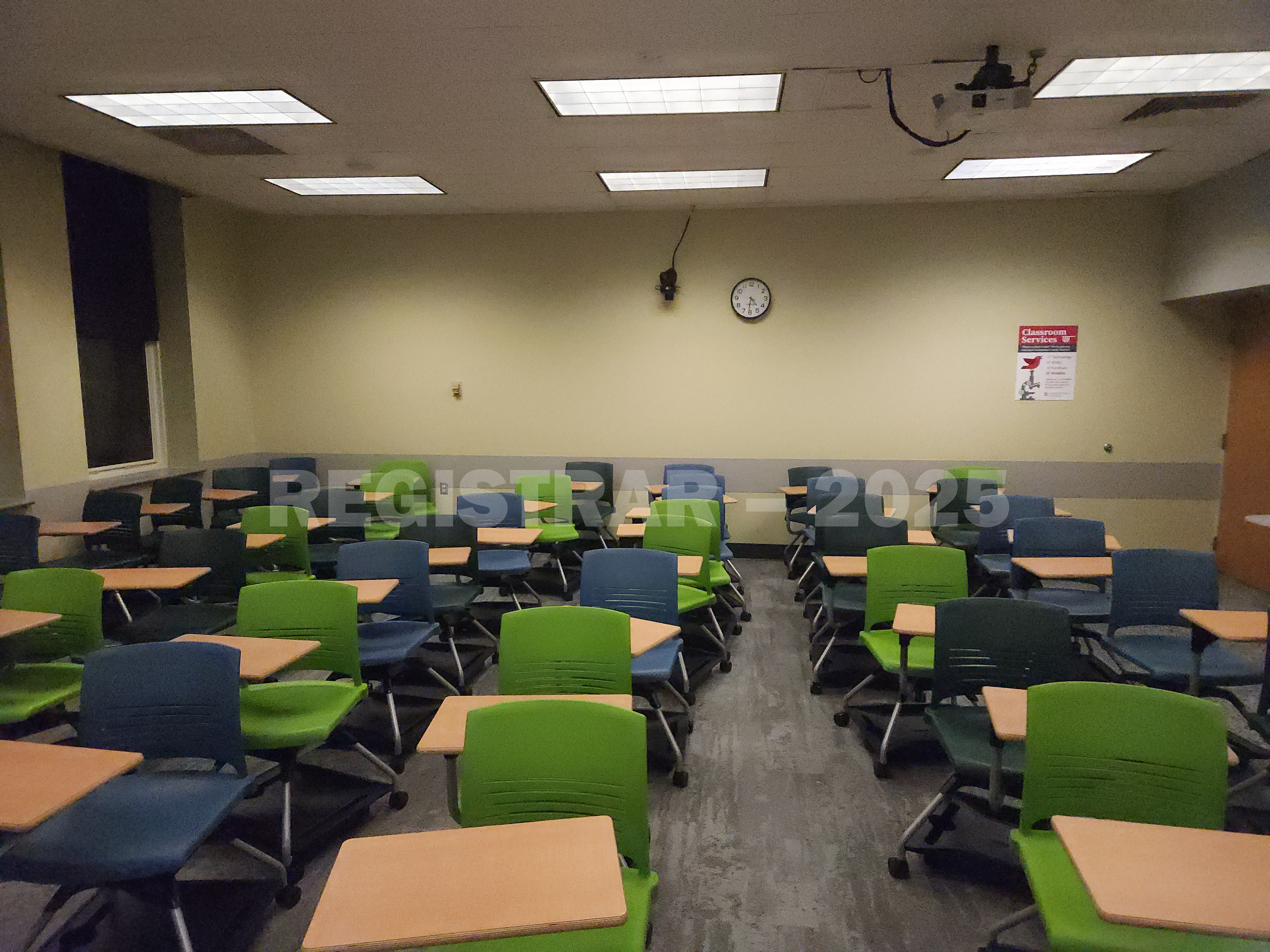 Mendenhall Laboratory room 129 view from the front of the room