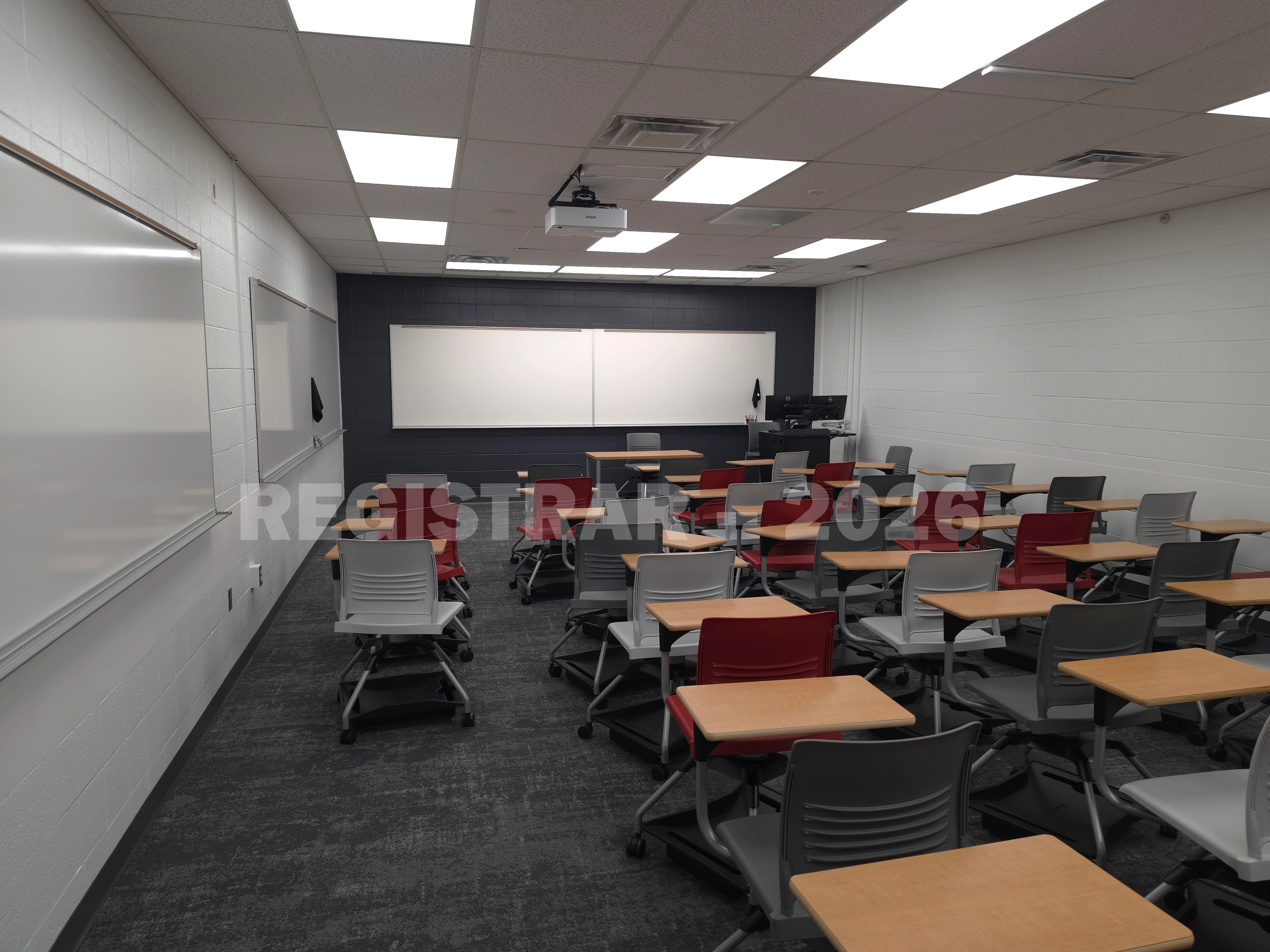 University Hall room 82 view from the back of the room