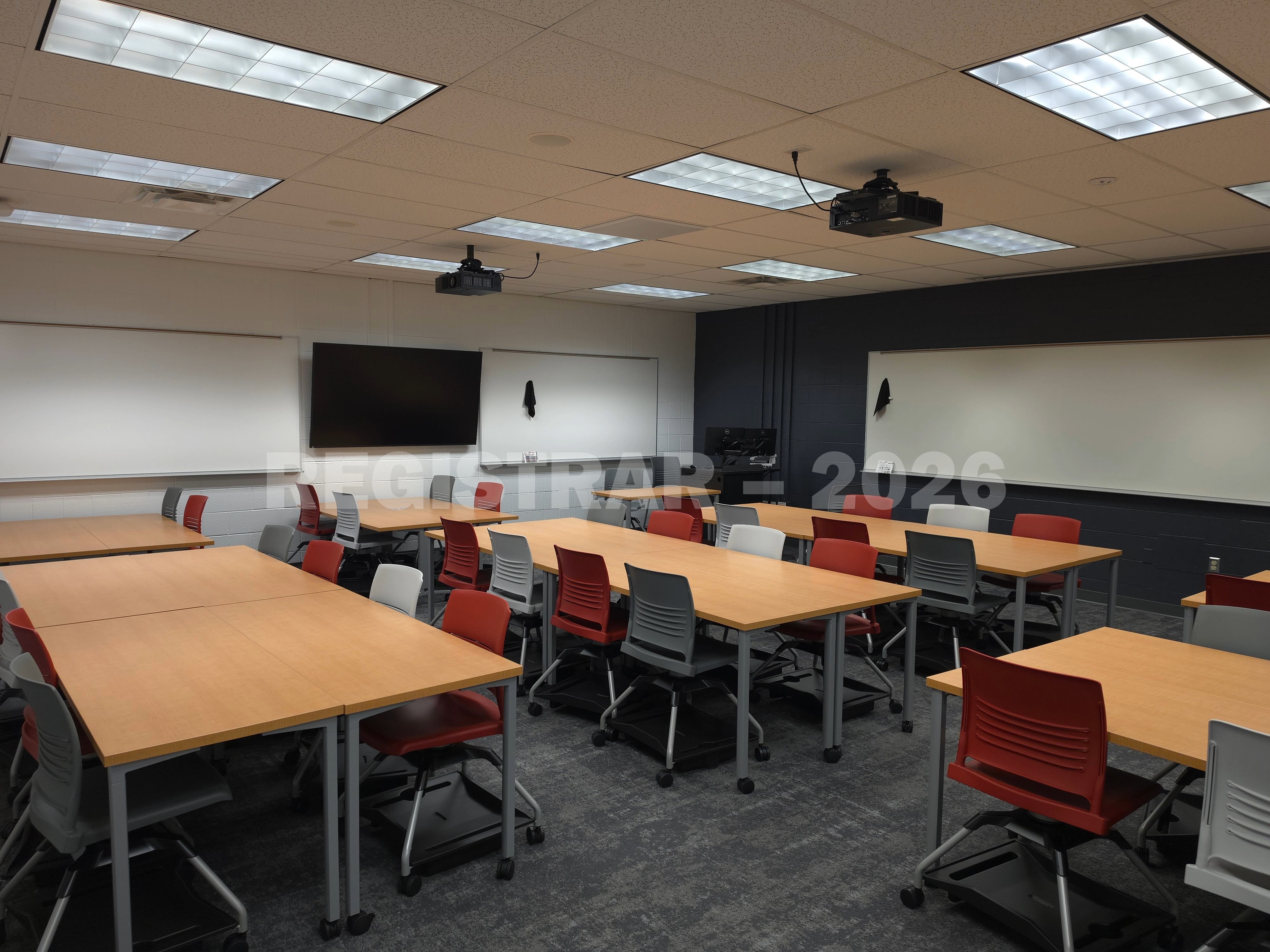 University Hall room 56 view from the back of the room