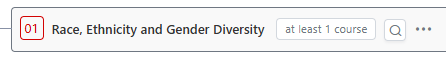 The Race, Ethnicity, and Gender Diversity requirement is incomplete now.