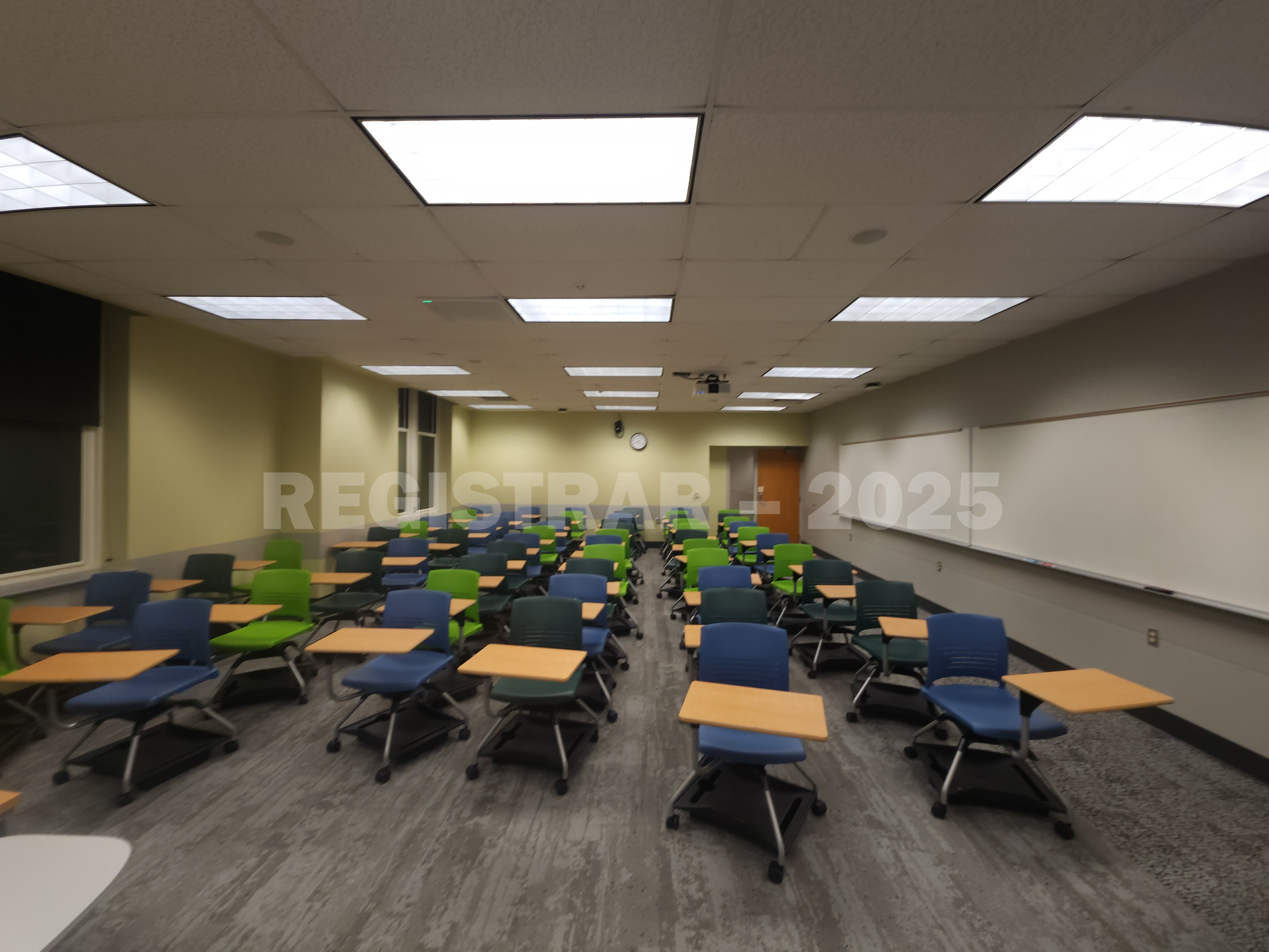 Mendenhall Laboratory room 115 ultra wide angle view from the front of the room
