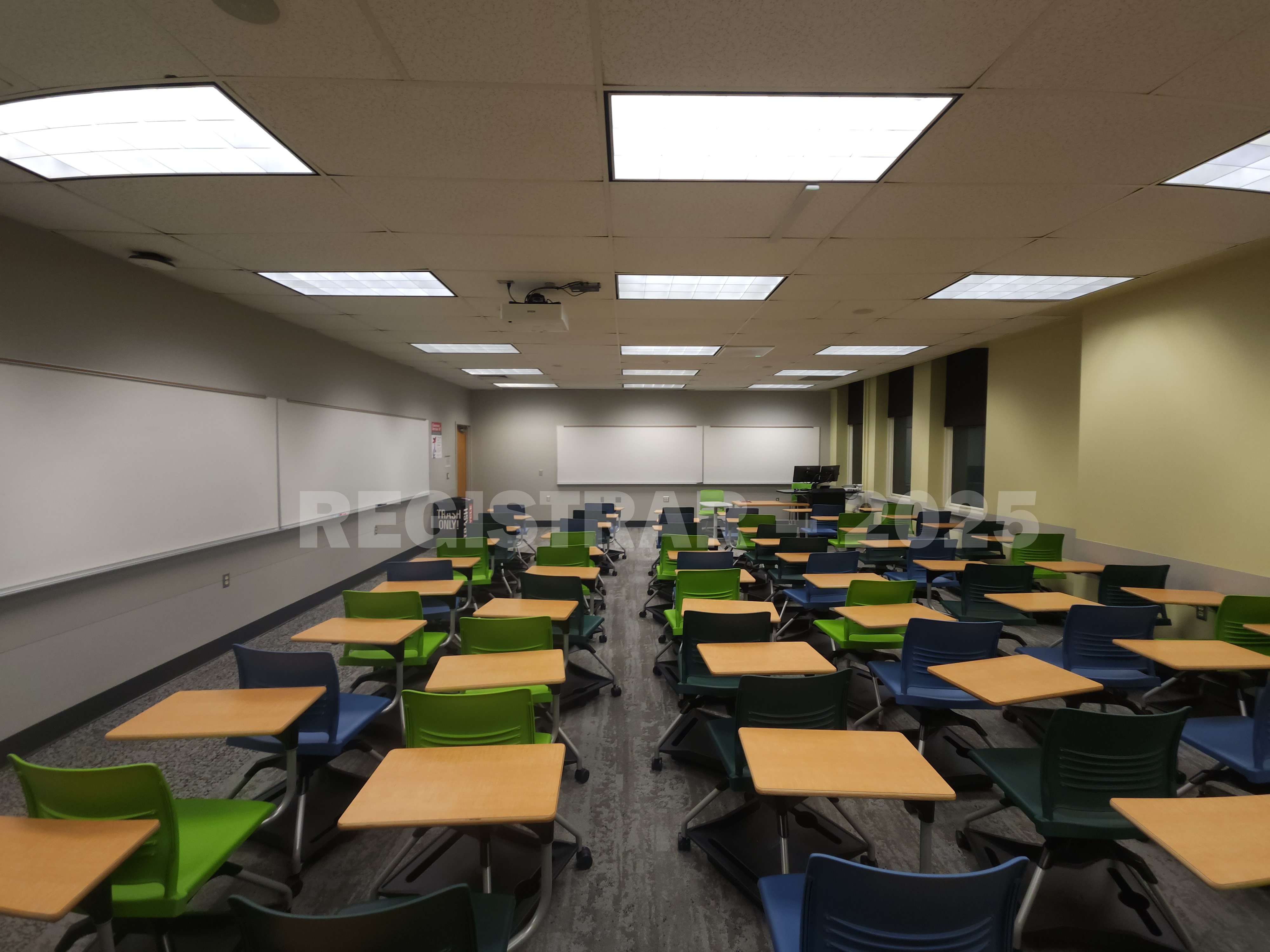 Mendenhall Laboratory room 115 ultra wide angle view from the back of the room