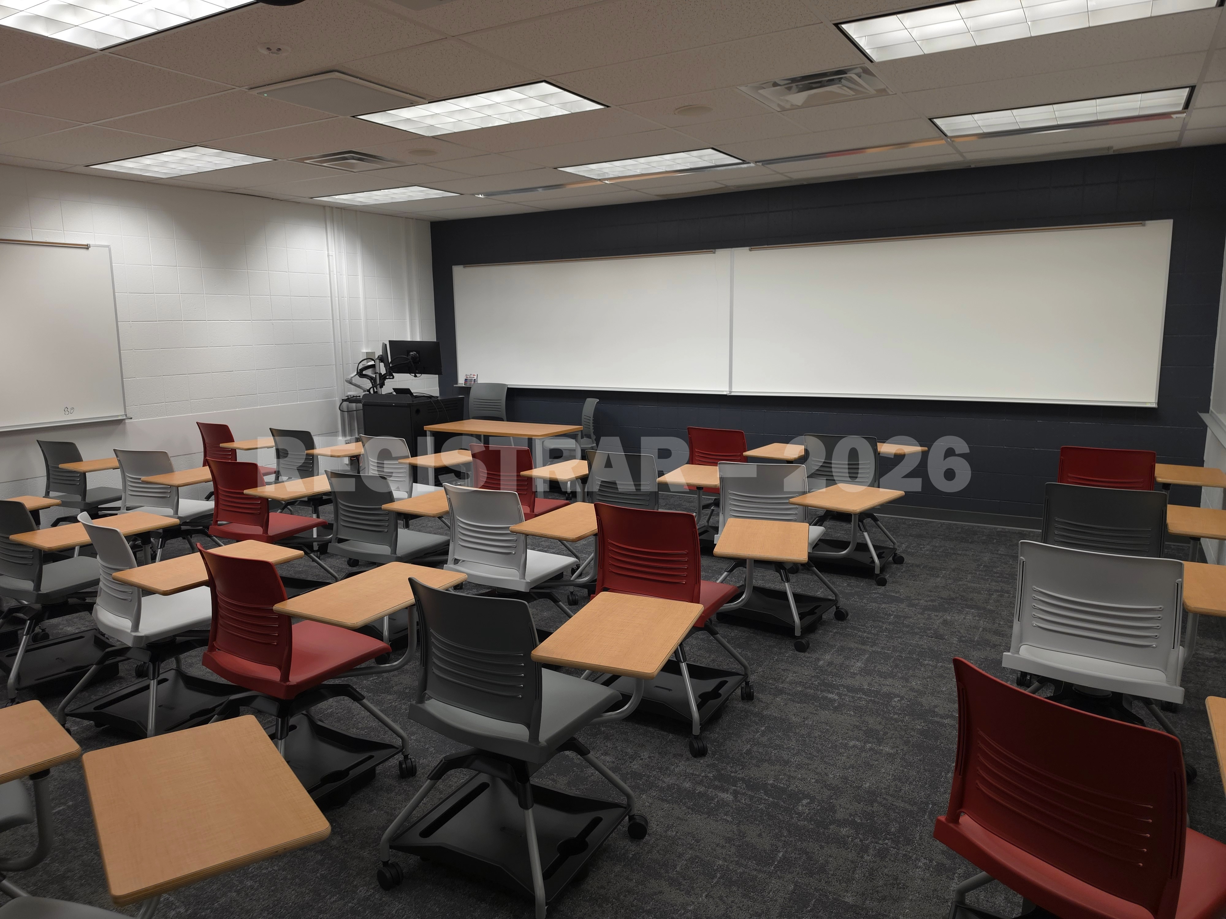 University Hall room 47 view from the back of the room