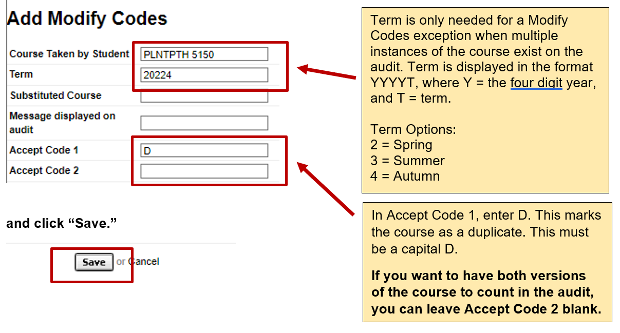 screenshot showing text fields to enter exception information