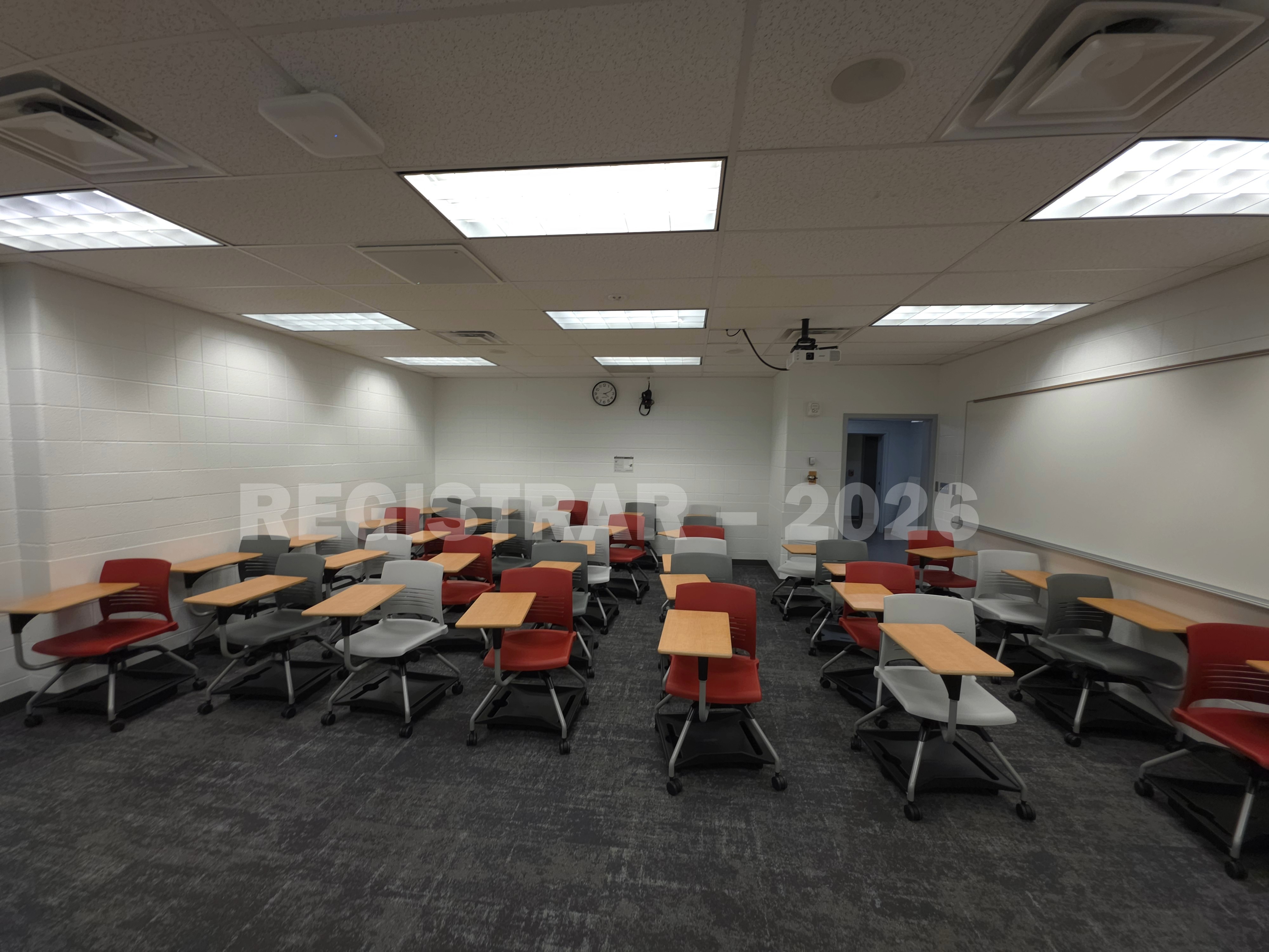 University Hall room 51 ultra wide angle view from the front of the room