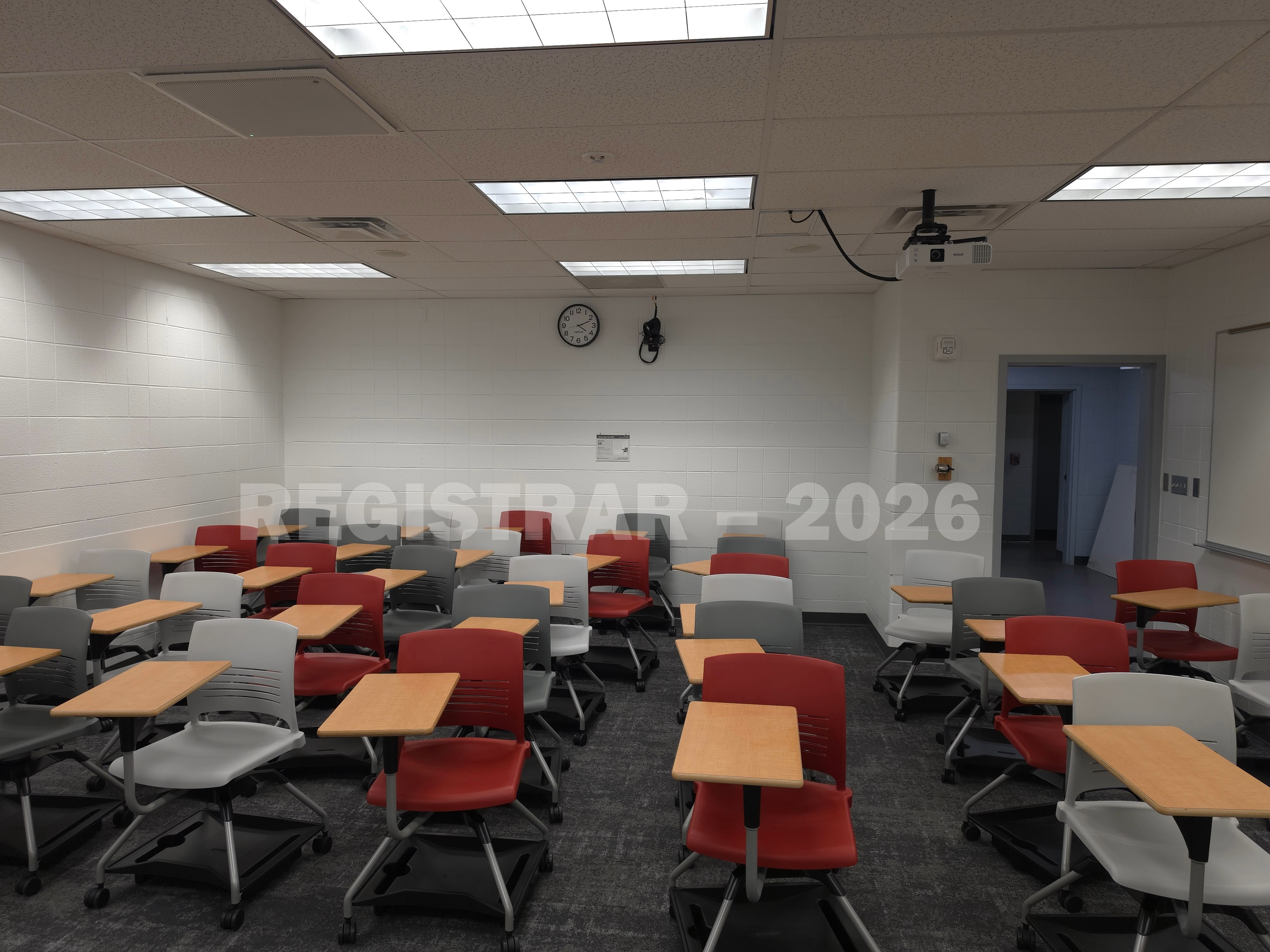 University Hall room 51 view from the front of the room