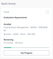 Buckeye Degree Planner quick access highlighting see progress button option option