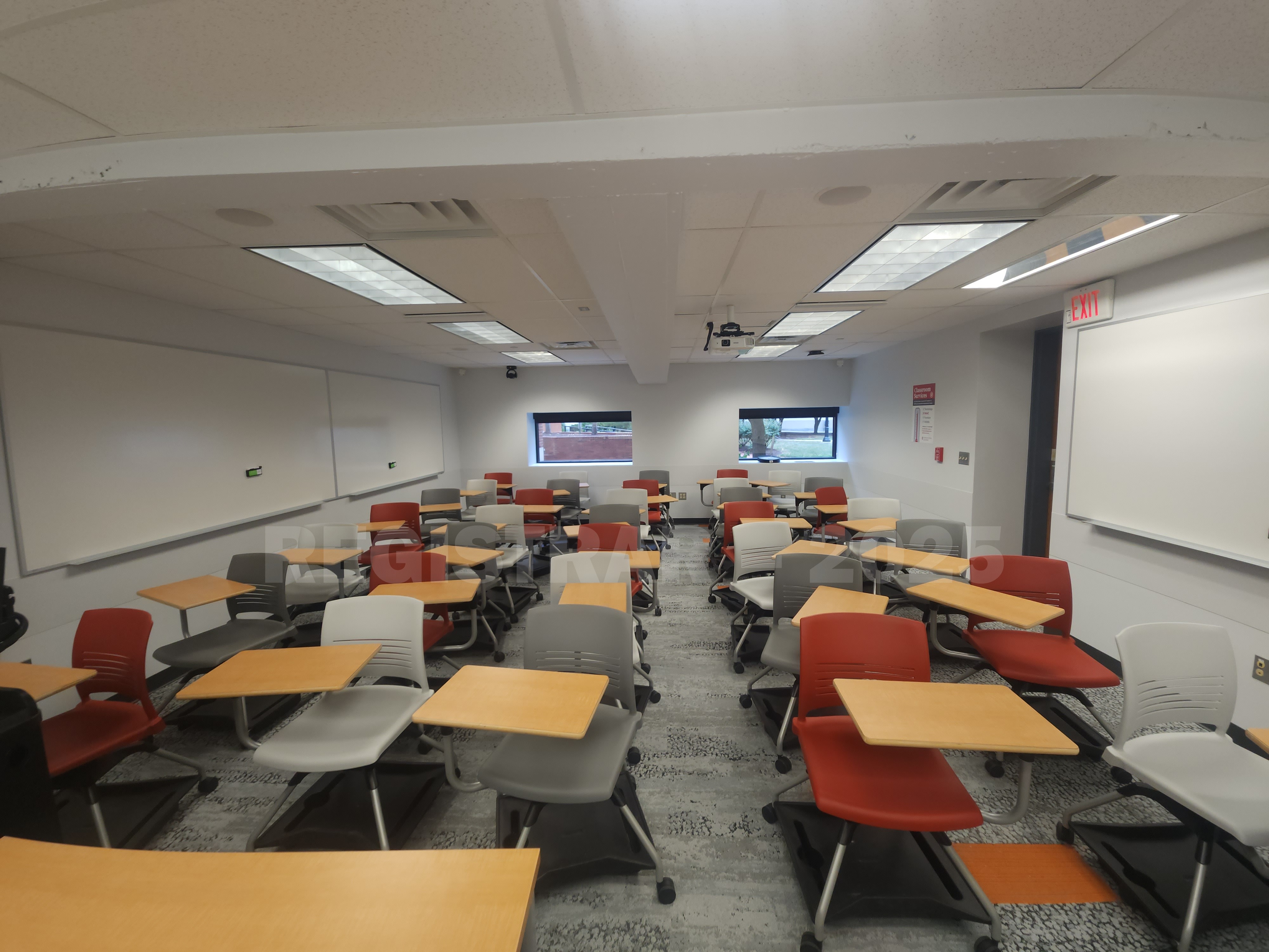 McPherson Chemical Lab room 1008 ultra wide angle view from the front of the room