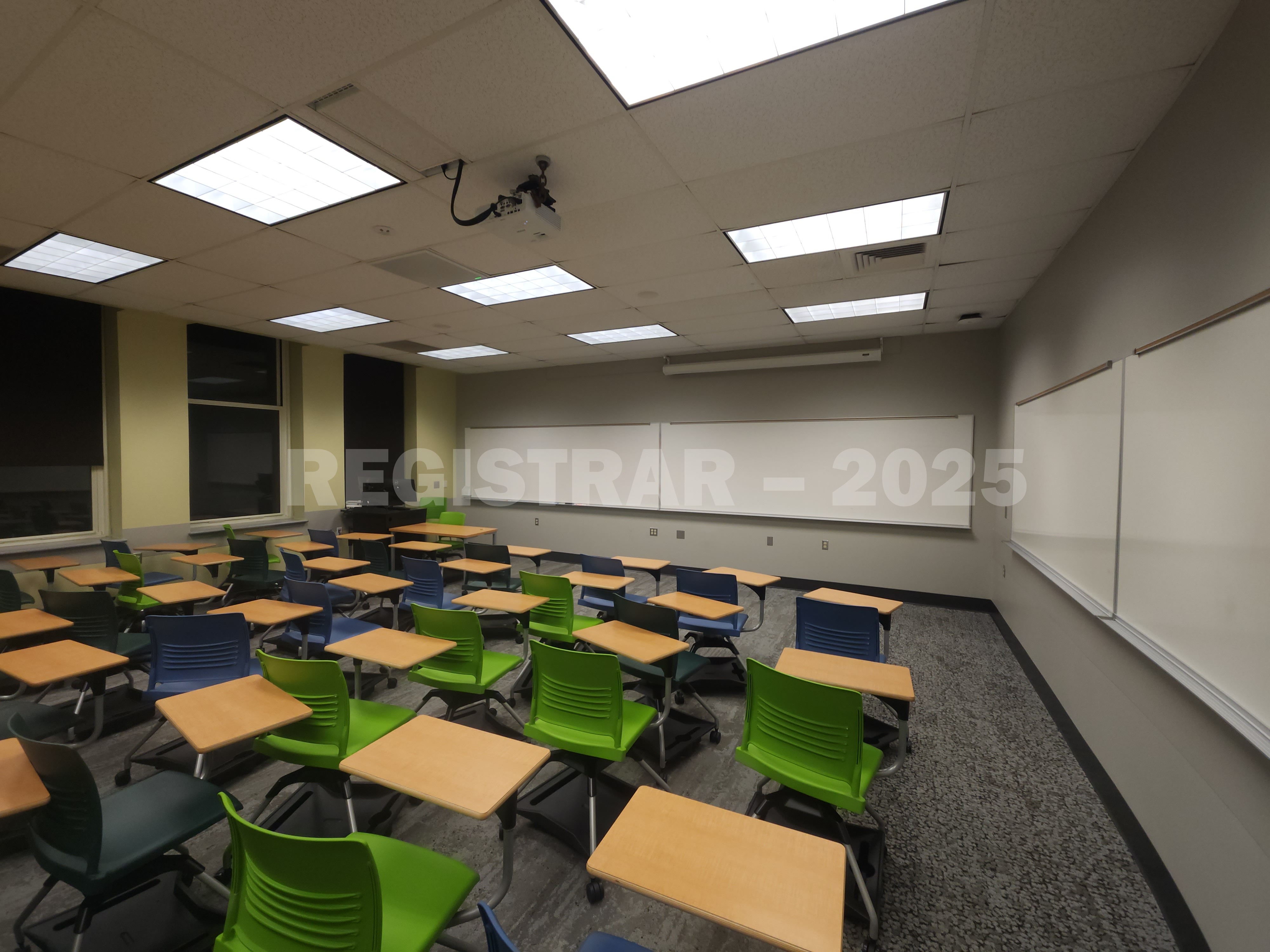 Mendenhall Laboratory room 175 ultra wide angle view from the back of the room