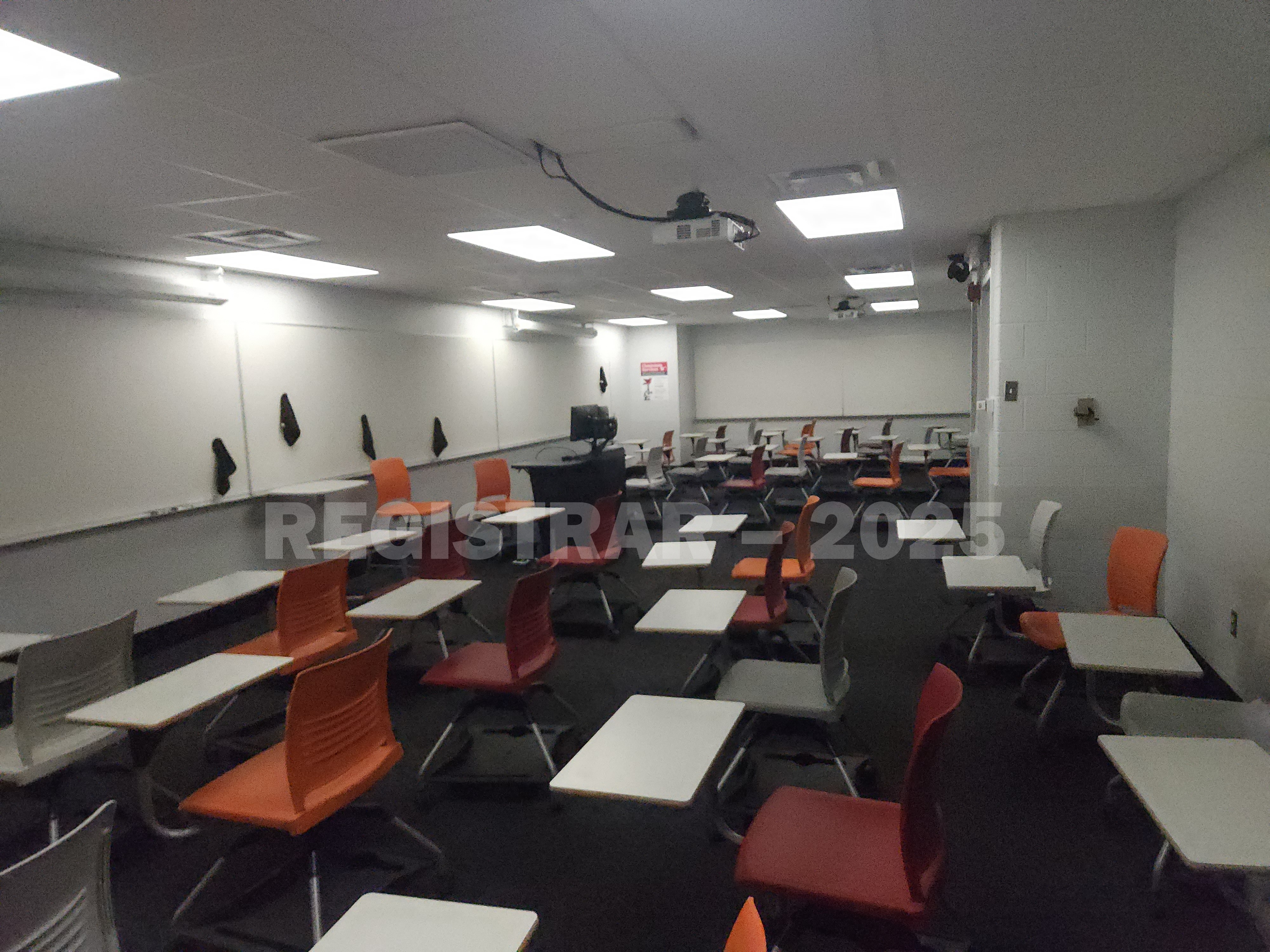 Journalism Building room 221 view from the back of the room