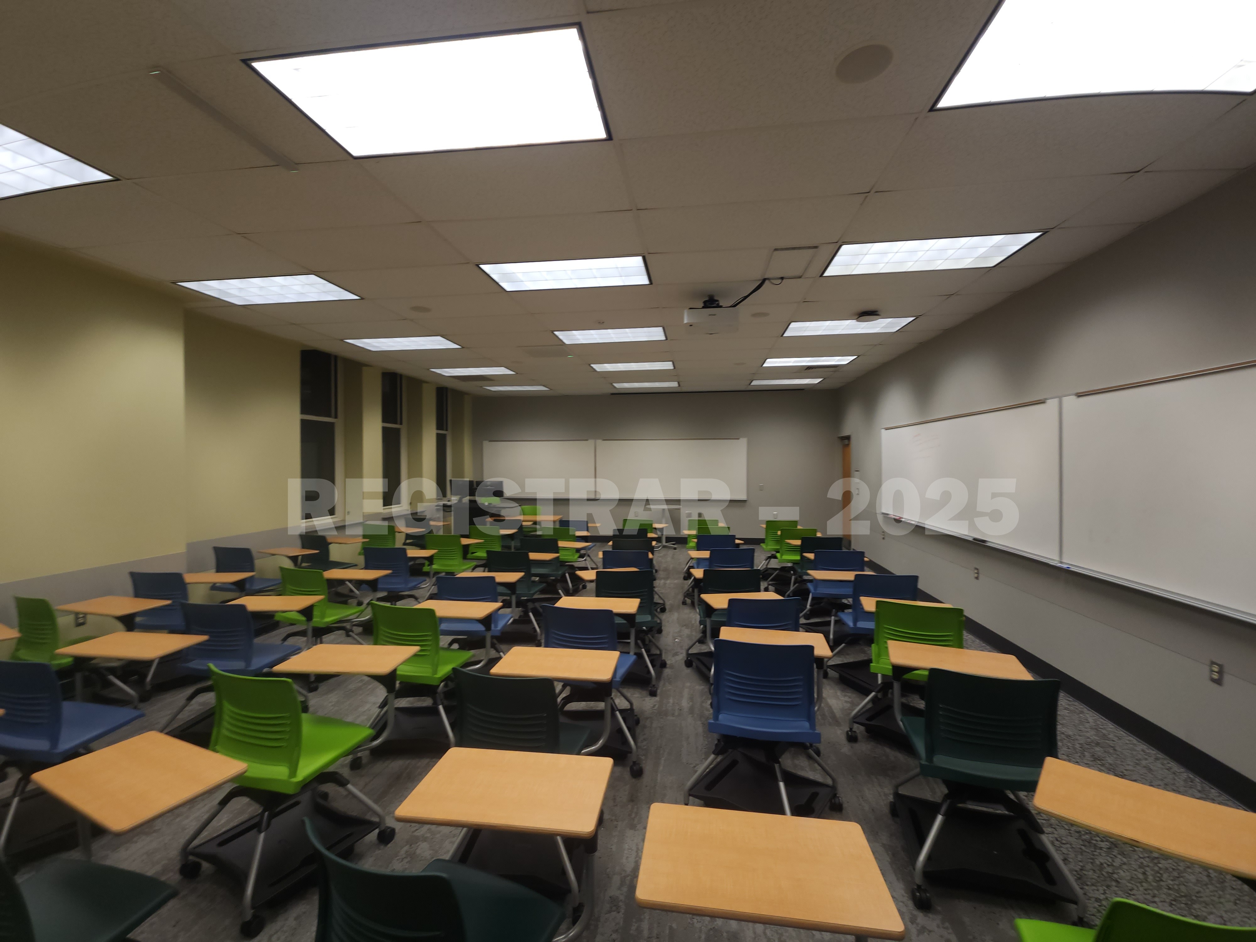 Mendenhall Laboratory room 191 ultra wide angle view from the back of the room