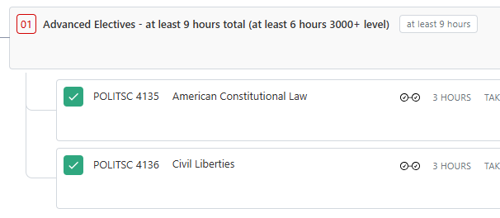 POLITSC 4136 is shown in the minor Advanced Elective requirements.