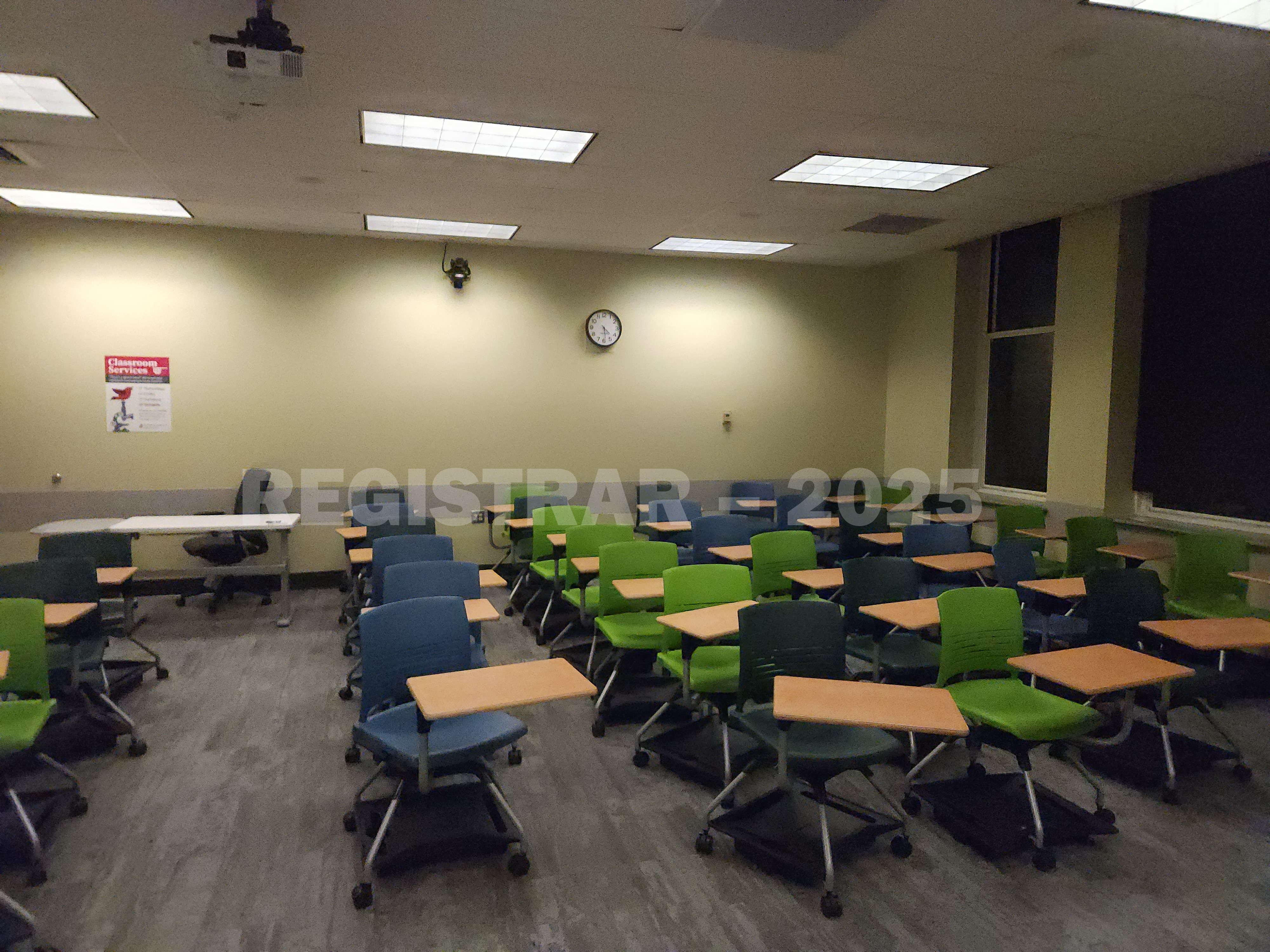 Mendenhall Laboratory room 131 view from the front of the room