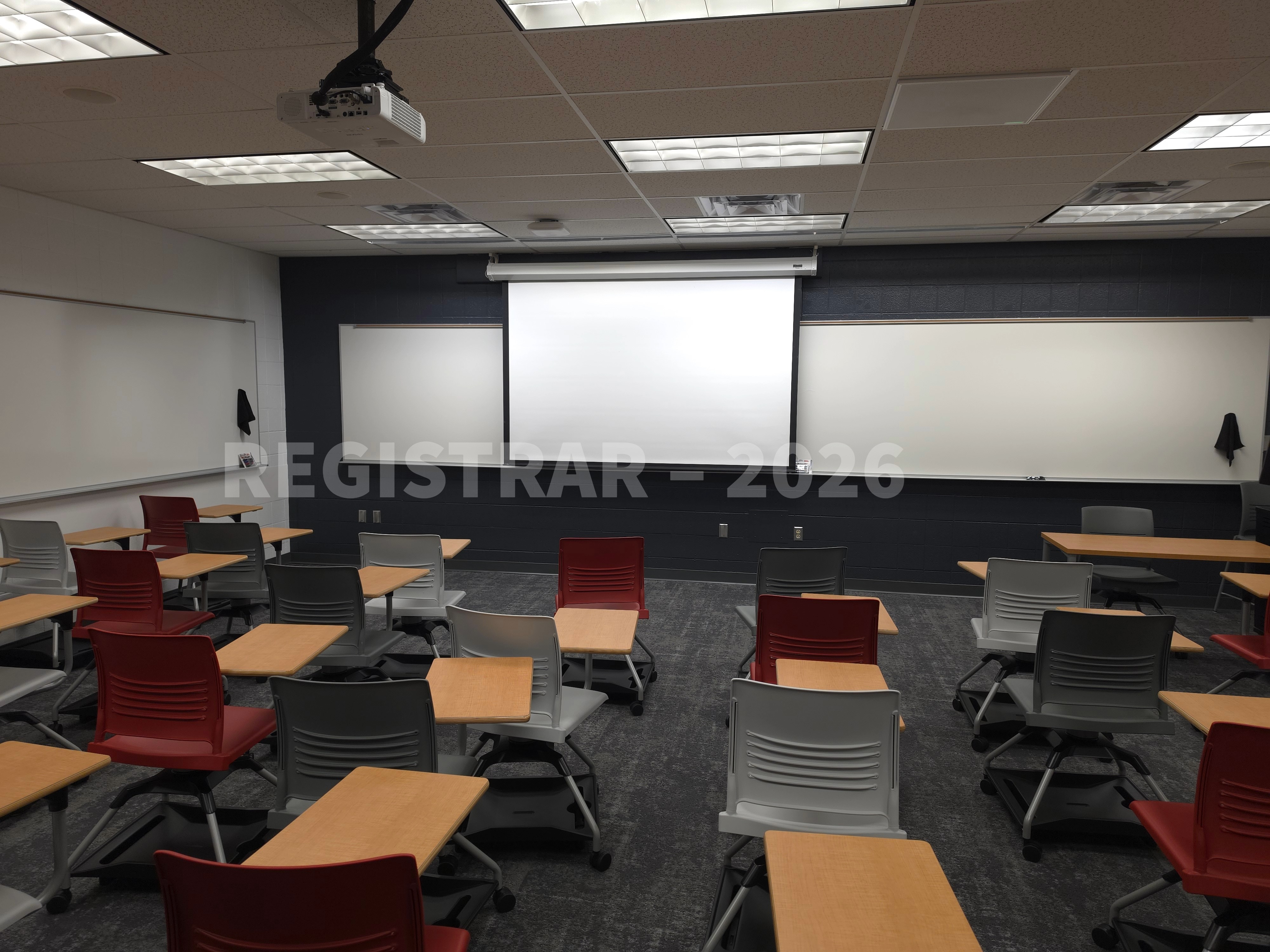 University Hall room 38 back of room projection screen down