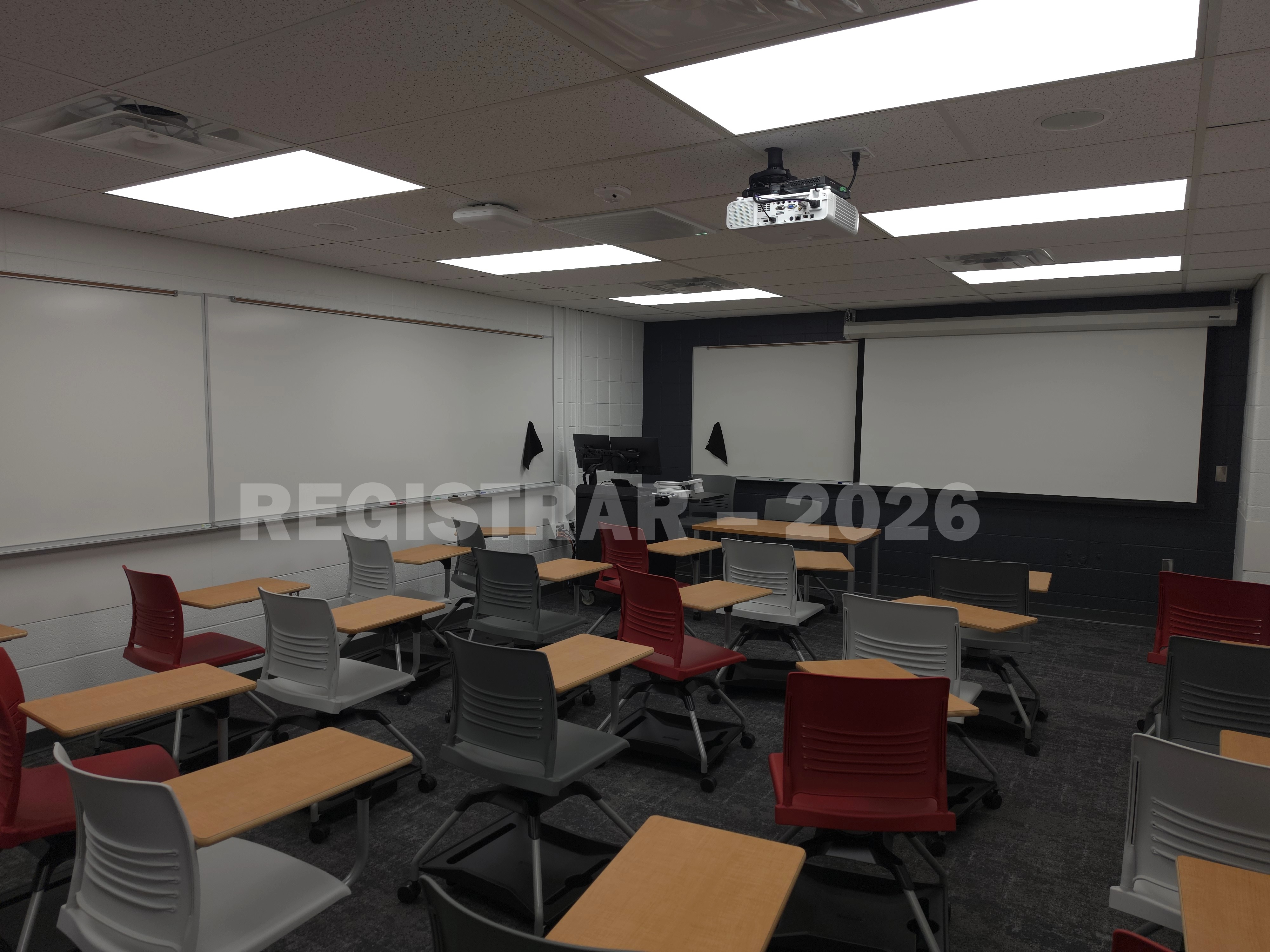 University Hall room 37 back of room projection screen down